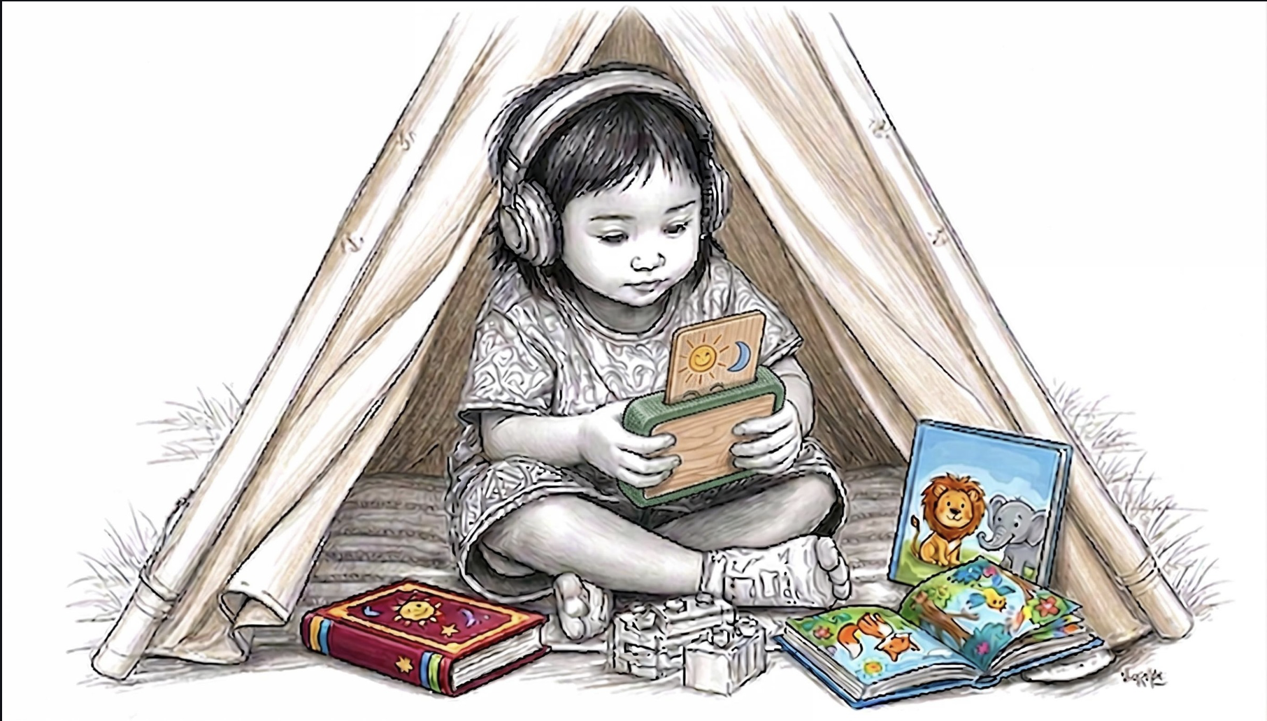 Child listening to Baba Box